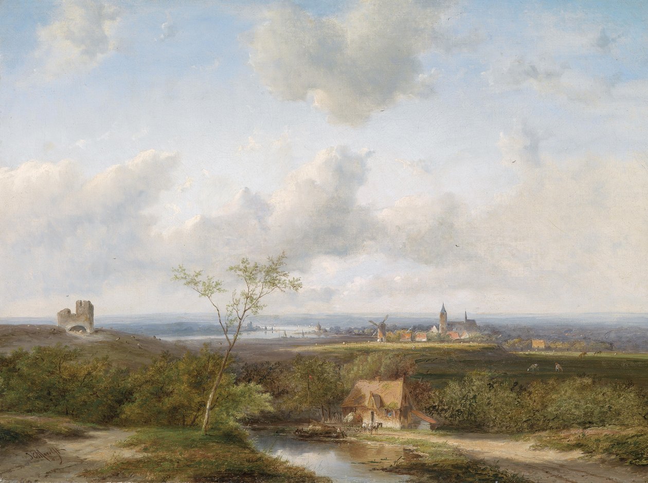 Bredt hollandsk landskab af Jan Evert Morel