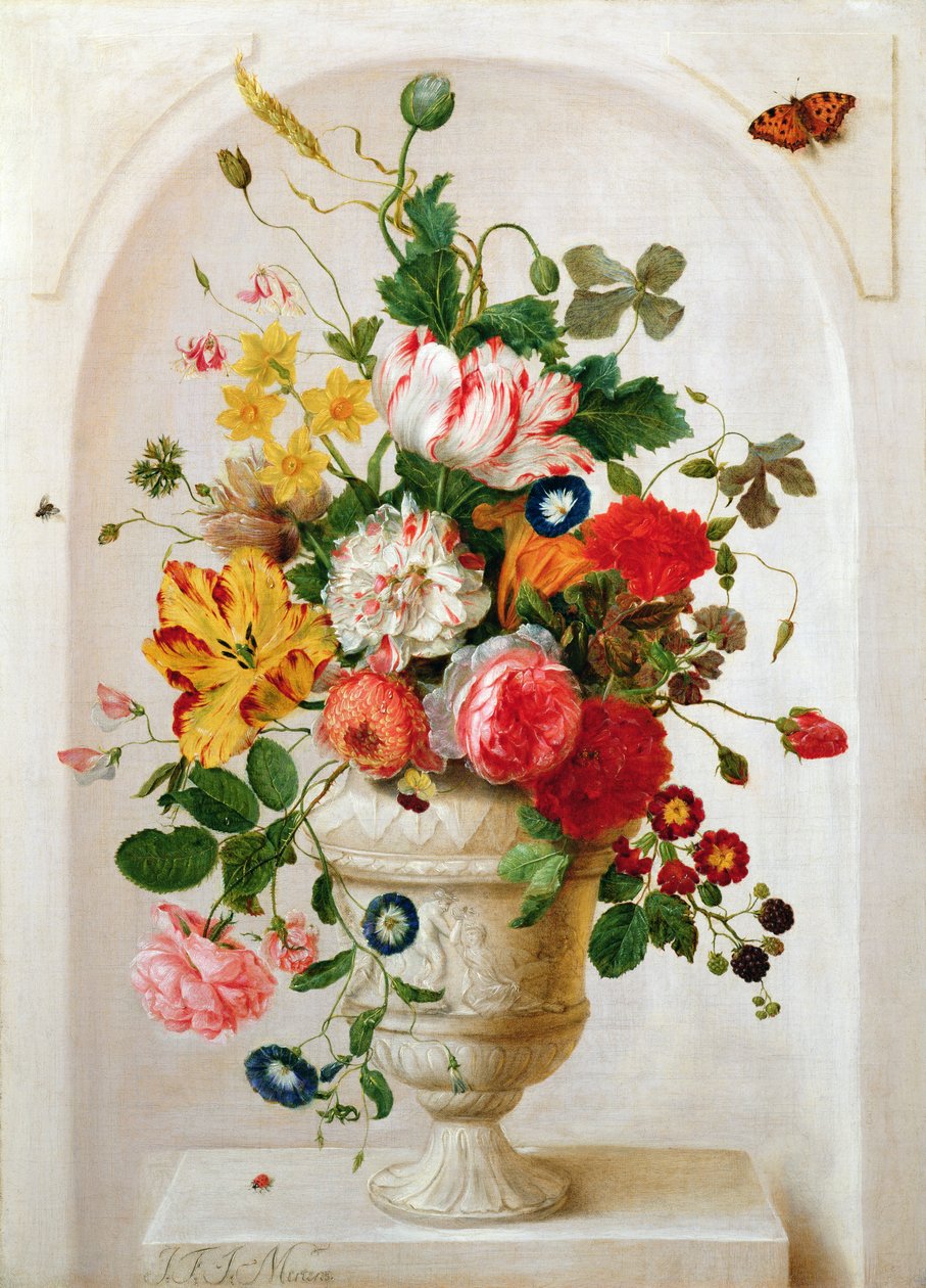 En Urne med Blomster i en Alkove af Jan Frans Josephus Mertens