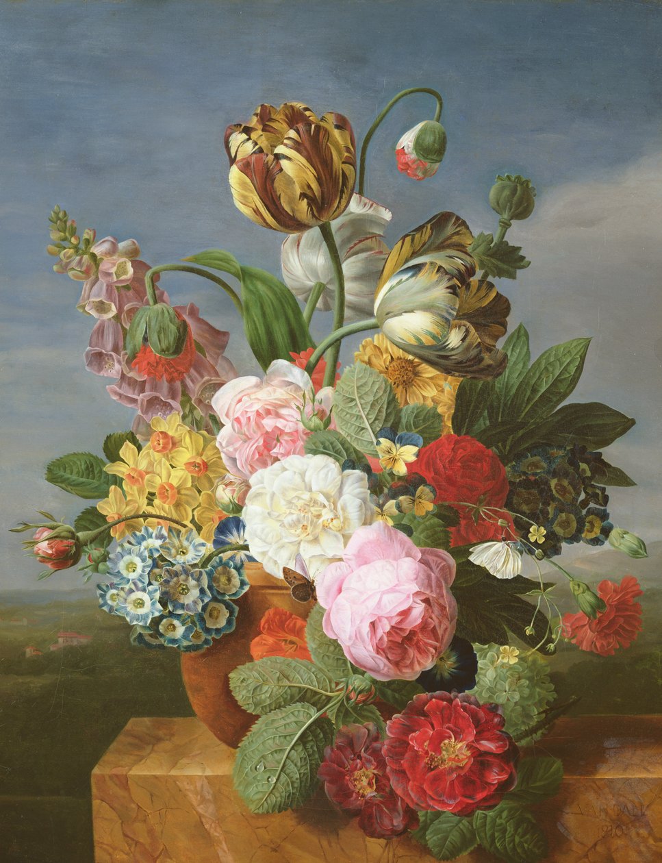 Buket blomster i en vase af Jan Frans van Dael