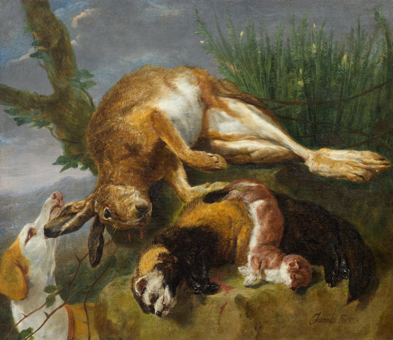 Jagt stilleben med en hund af Jan Fyt
