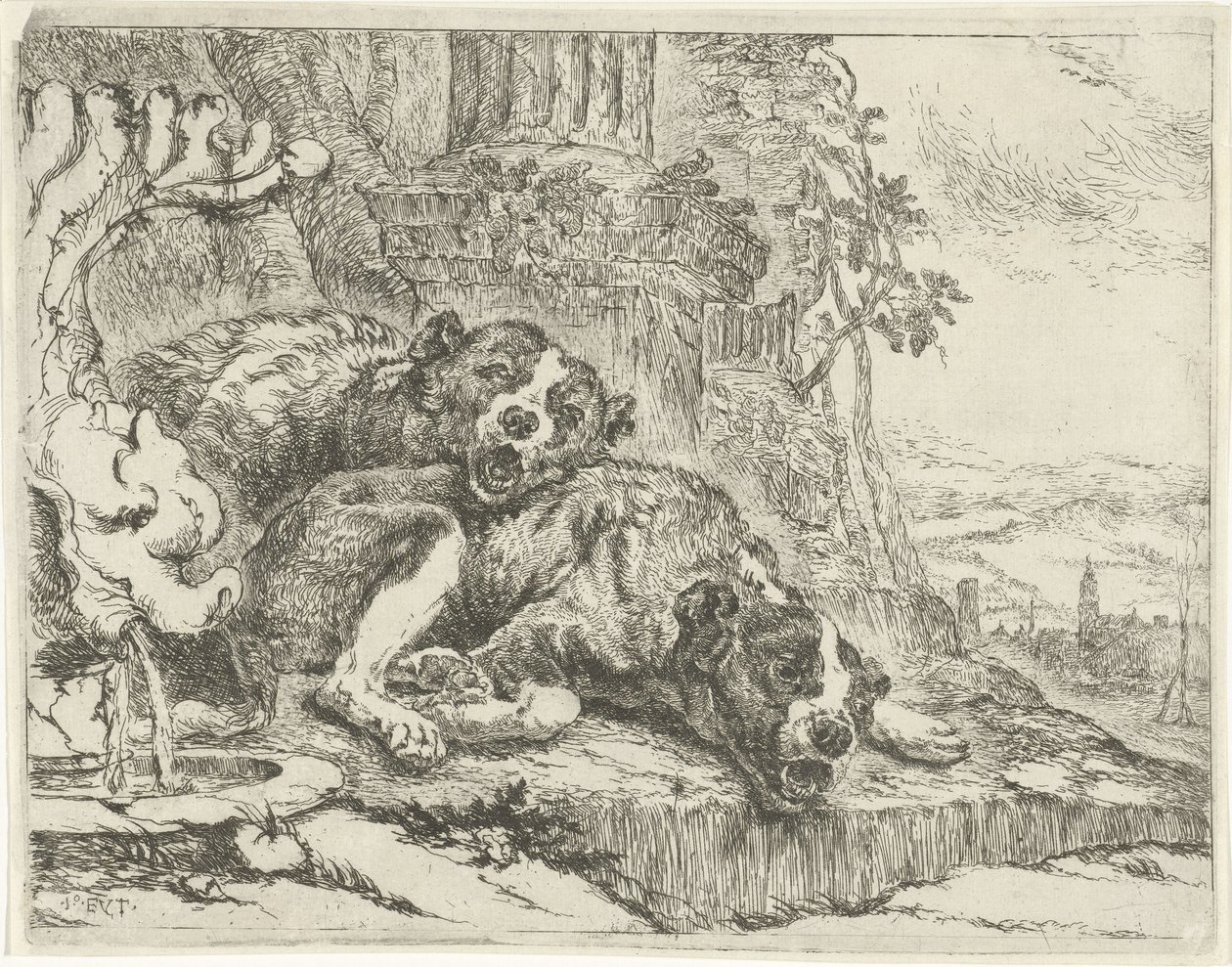 To liggende hunde af Jan Fyt