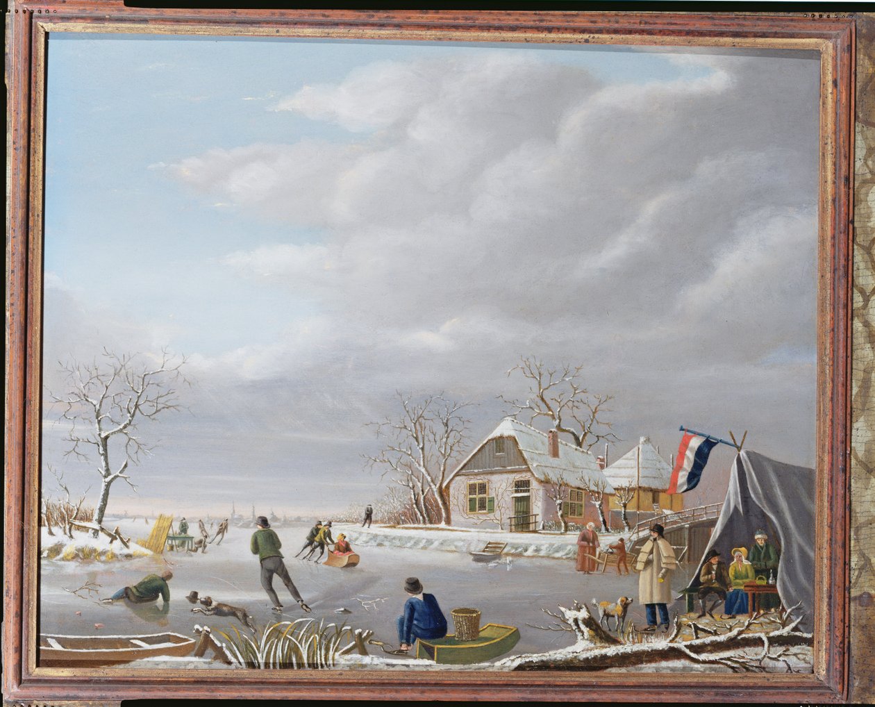 Skatere i et vinterlandskab af Jan Gerardus Casteelen