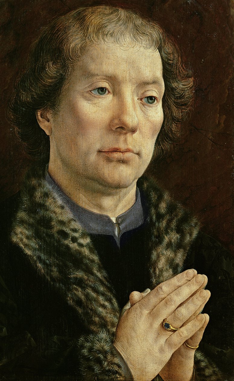 Carondelet-diptykonen: venstre panel forestillende Jean Carondelet (1469-1545) Dekan for Besancon-kirken, 1517 (se også 97189 og 210363) af Jan Gossaert