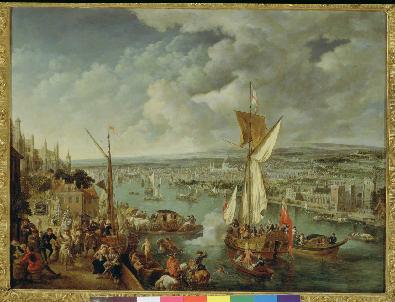 En udsigt over London (olie på kobber) af Jan Griffier