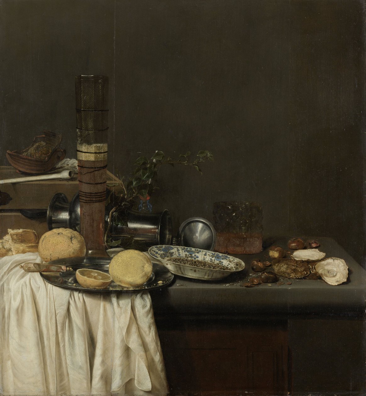 Stilleben med et højt ølglas, 1647 af Jan Jansz. van de Velde