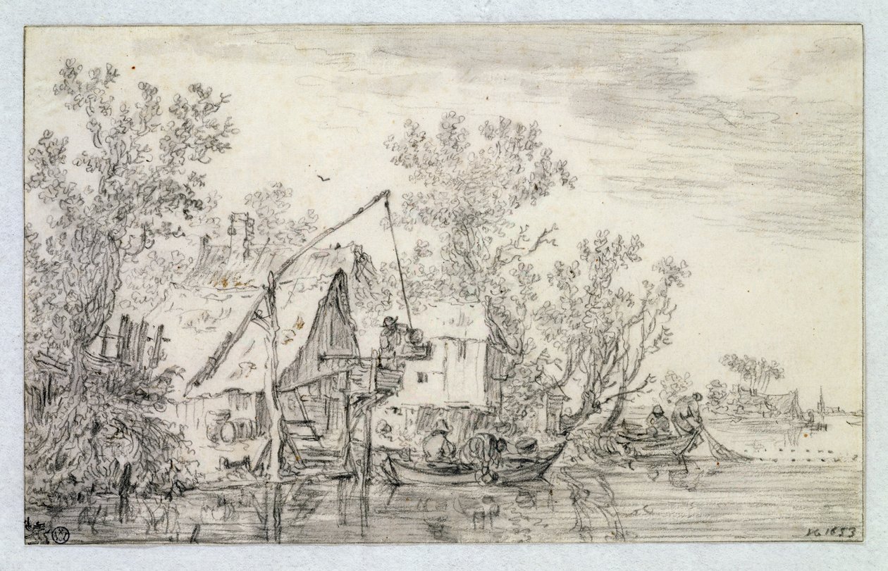 Et skovklædt flodlandskab, 1653 af Jan Josephsz van Goyen