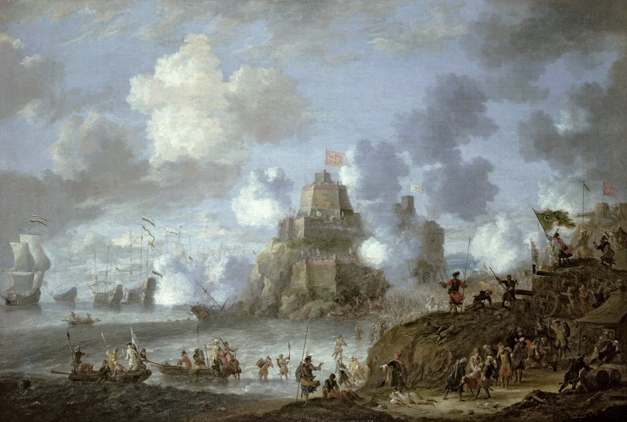 Middelhavsborg under belejring fra tyrkerne af Jan Peeters