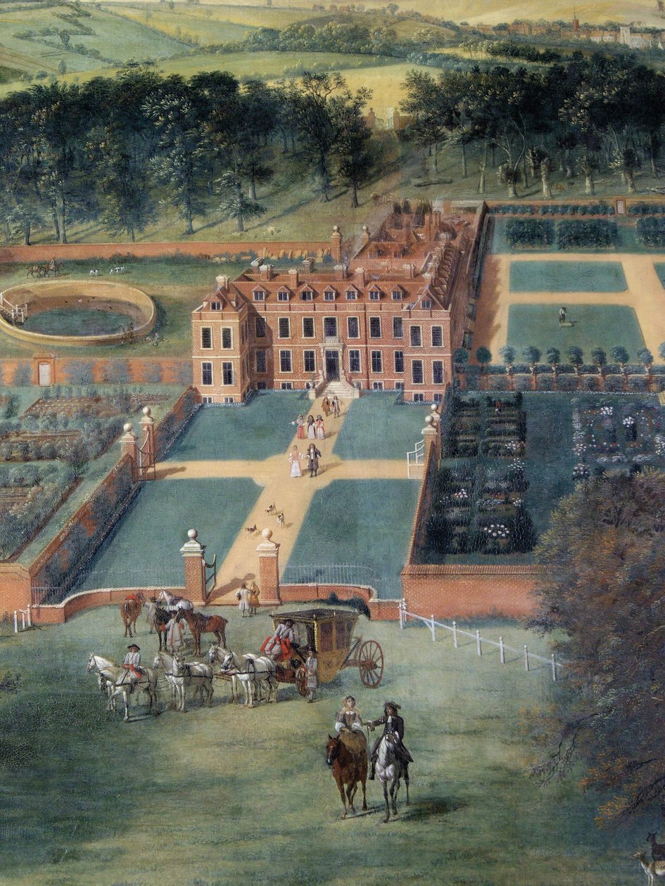 En detalje af Cheveley Park, 1671 olie på lærred af Jan Siberechts