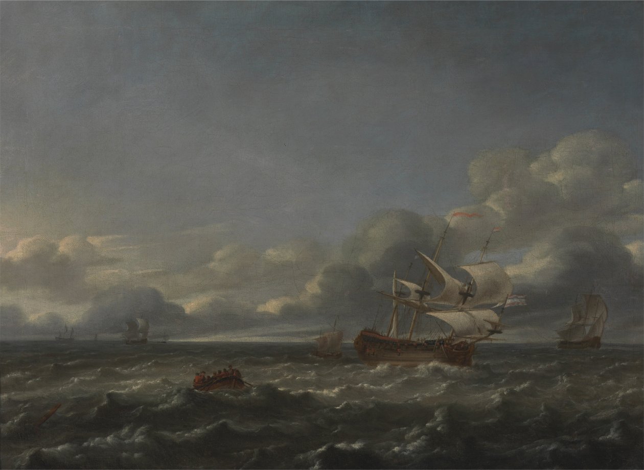 Men of War in a Stiff Breeze af Jan Theunisz Blankerhoff