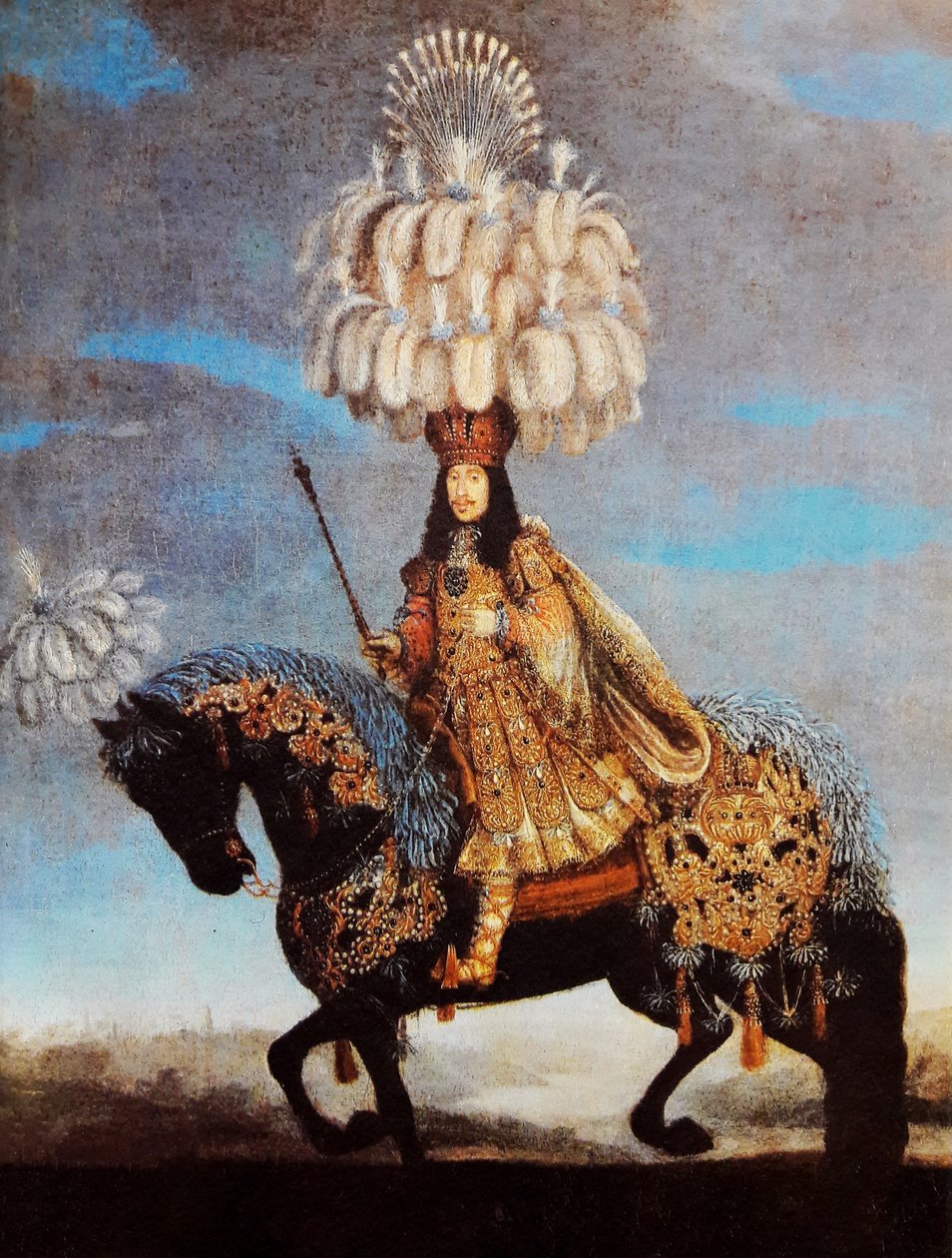 Leopold I til hest i et kostume til en hesteballet af Jan Thomas van Ieperen