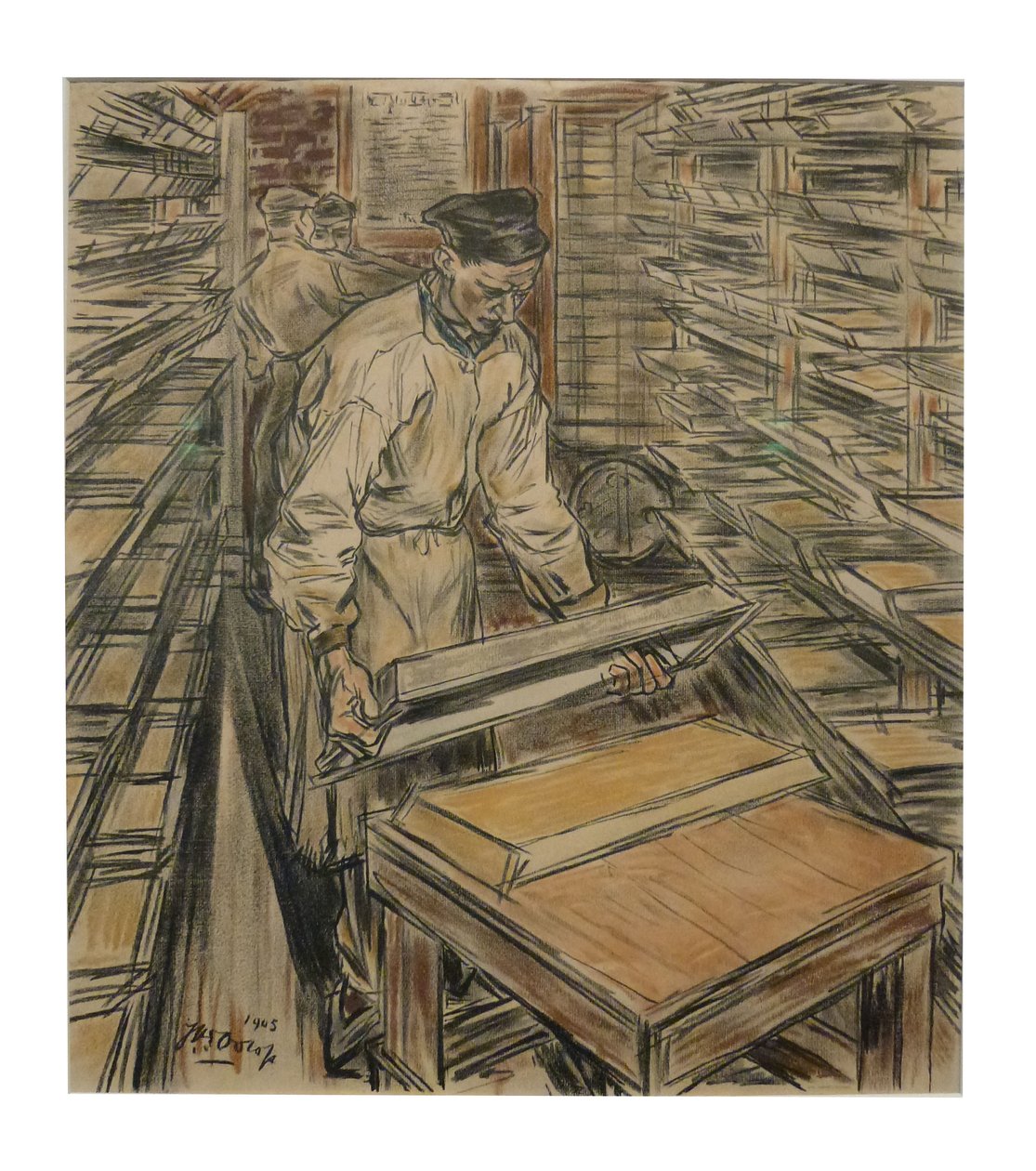 Koekenkamer 1 af de 12 litografier, som Toorop lavede om fremstilling af stearinlys af Jan Toorop