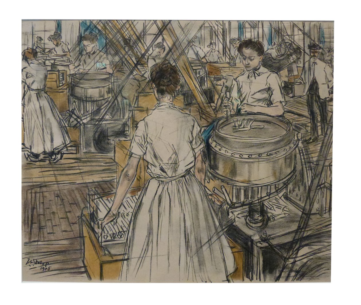 Rogneerkamer 1 af de 12 litografier, som Toorop lavede om fremstilling af stearinlys af Jan Toorop