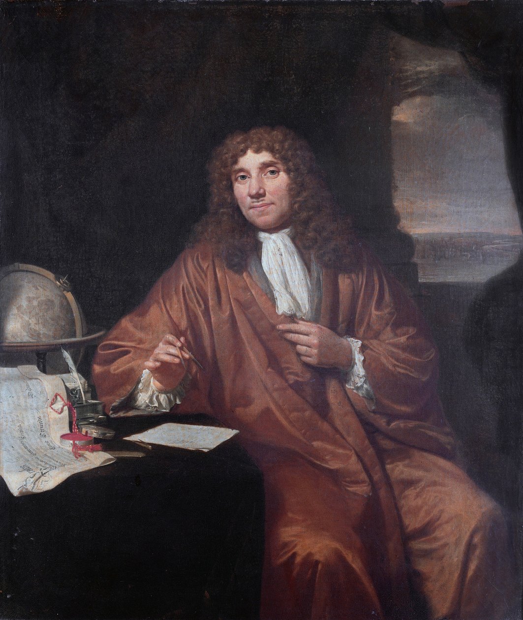 Portræt af Anthony van Leeuwenhoek (1632-1723) af Jan Verkolje