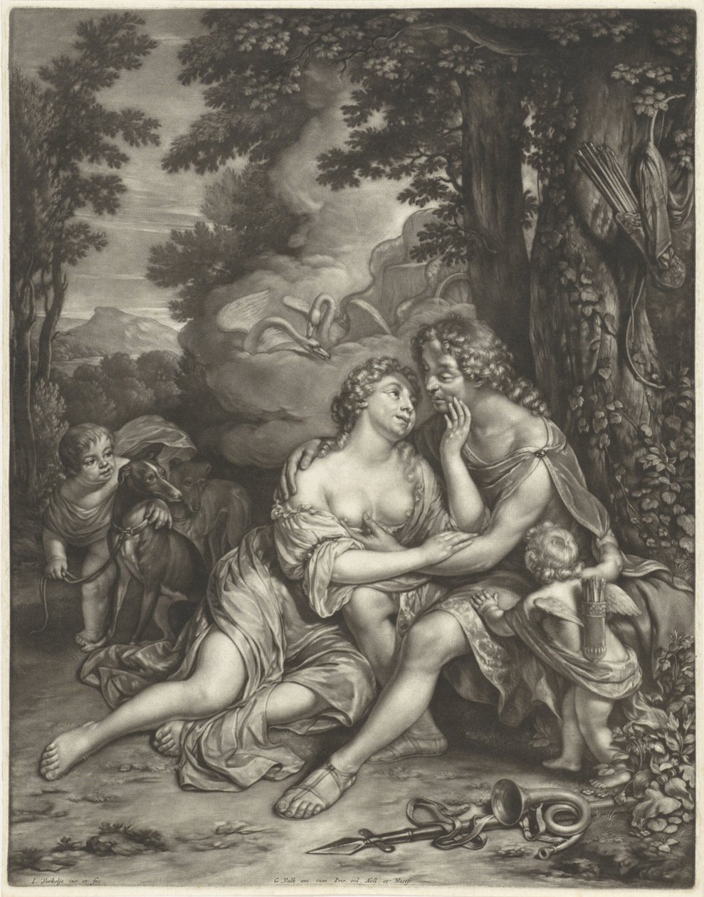 Venus og Adonis af Jan Verkolje