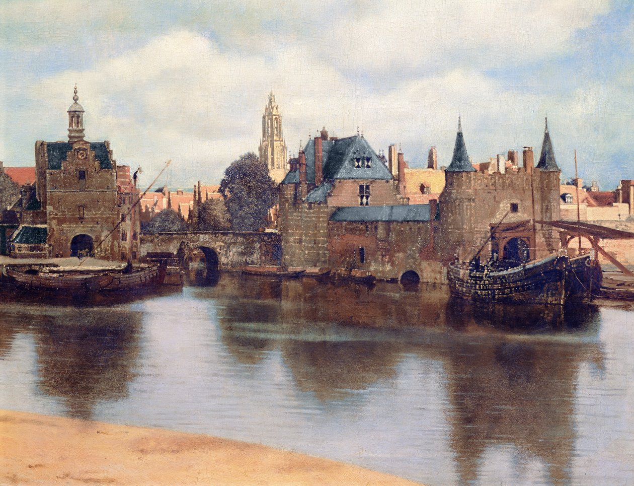 Udsigt over Delft, ca. 1660-61 olie på lærred detalje af 1109259 af Jan Vermeer van Delft