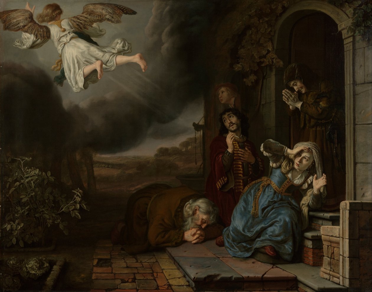 Englen tager afsked med Tobit og hans familie af Jan Victors