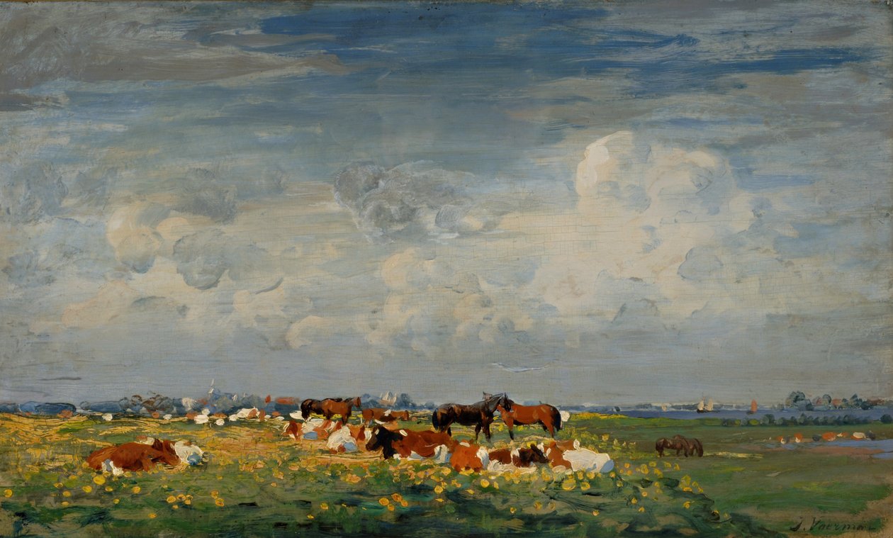 Sommerenglandskab på IJssel med udsigt over Hattem af Jan Voerman