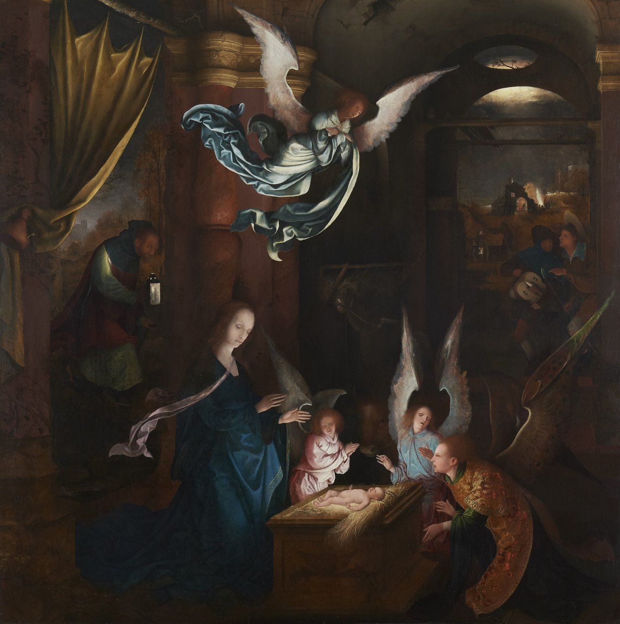 Fødselskirken, ca.1515-20 (panel) (for recto se 88613) af Jan de Beer