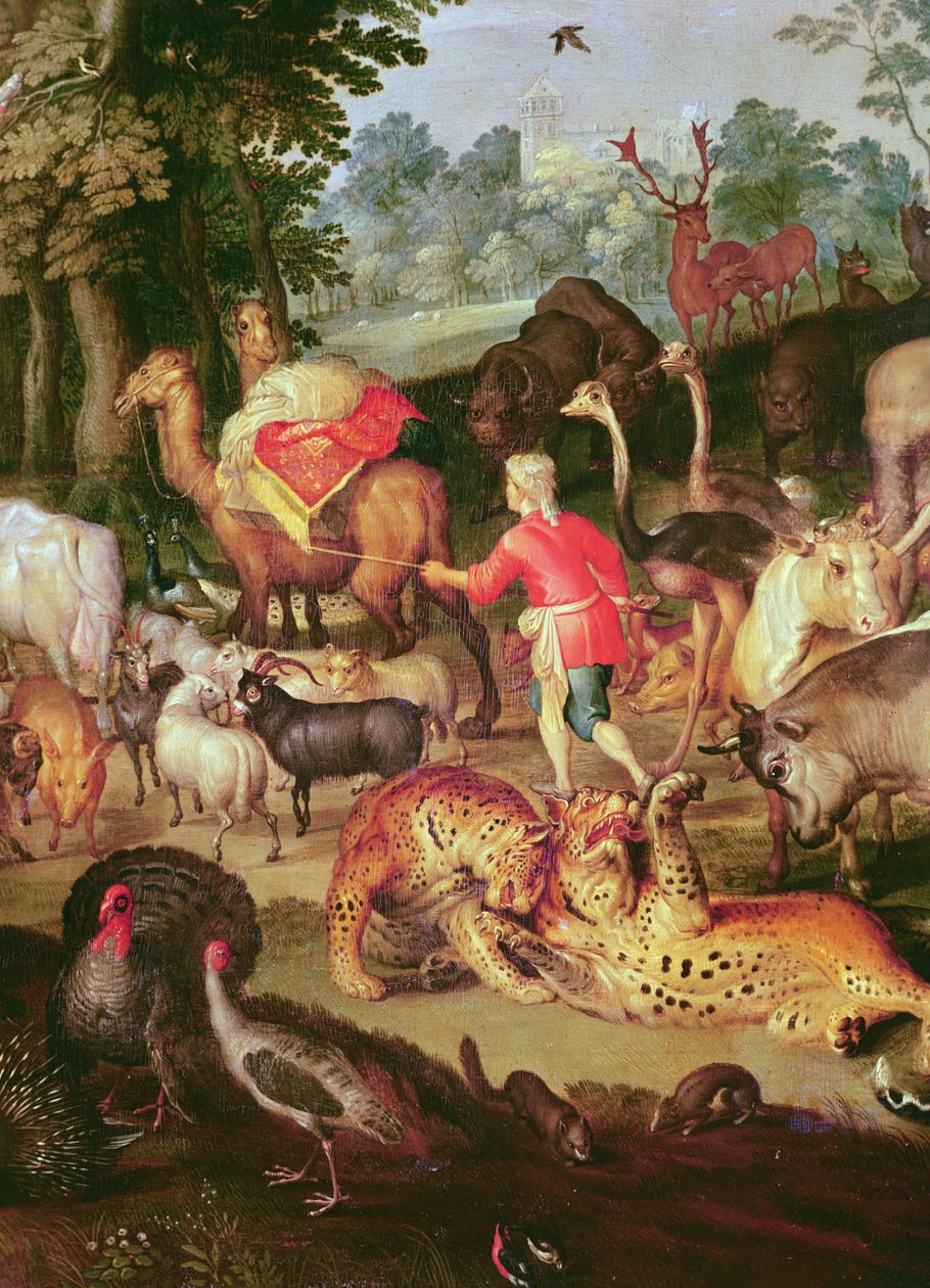 Jordisk paradis, detalje i højre del, dyr i par olie på lærred af Jan the Elder Brueghel