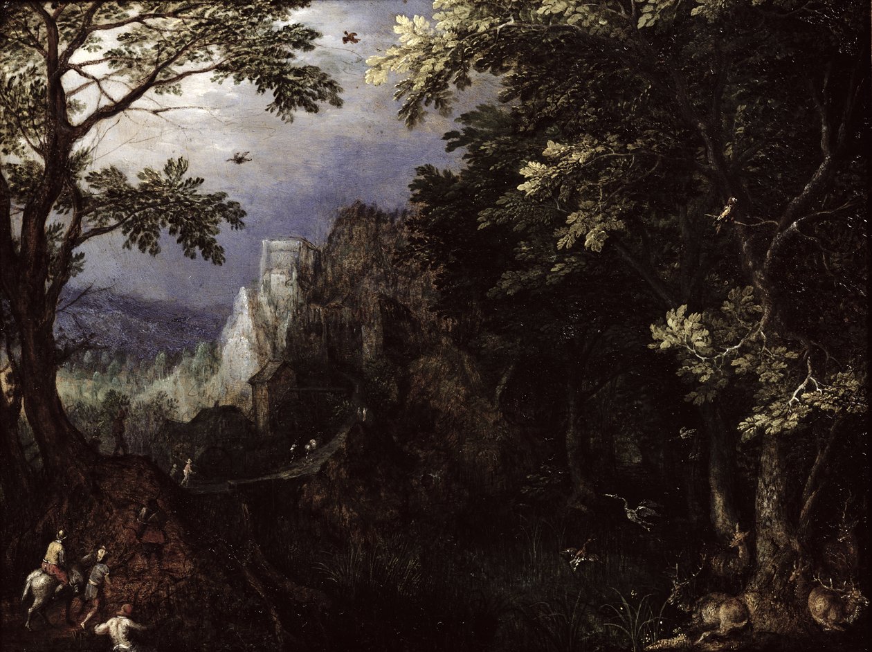 Bjerglandskab af Jan the Elder Brueghel