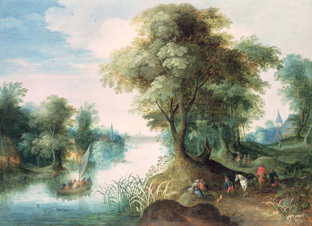 Flodlandskab af Jan the Elder Brueghel