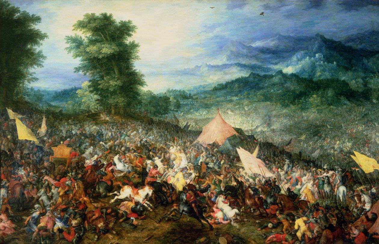 Slaget ved Arbelles, eller slaget ved Issus, 1602 af Jan the Elder Brueghel