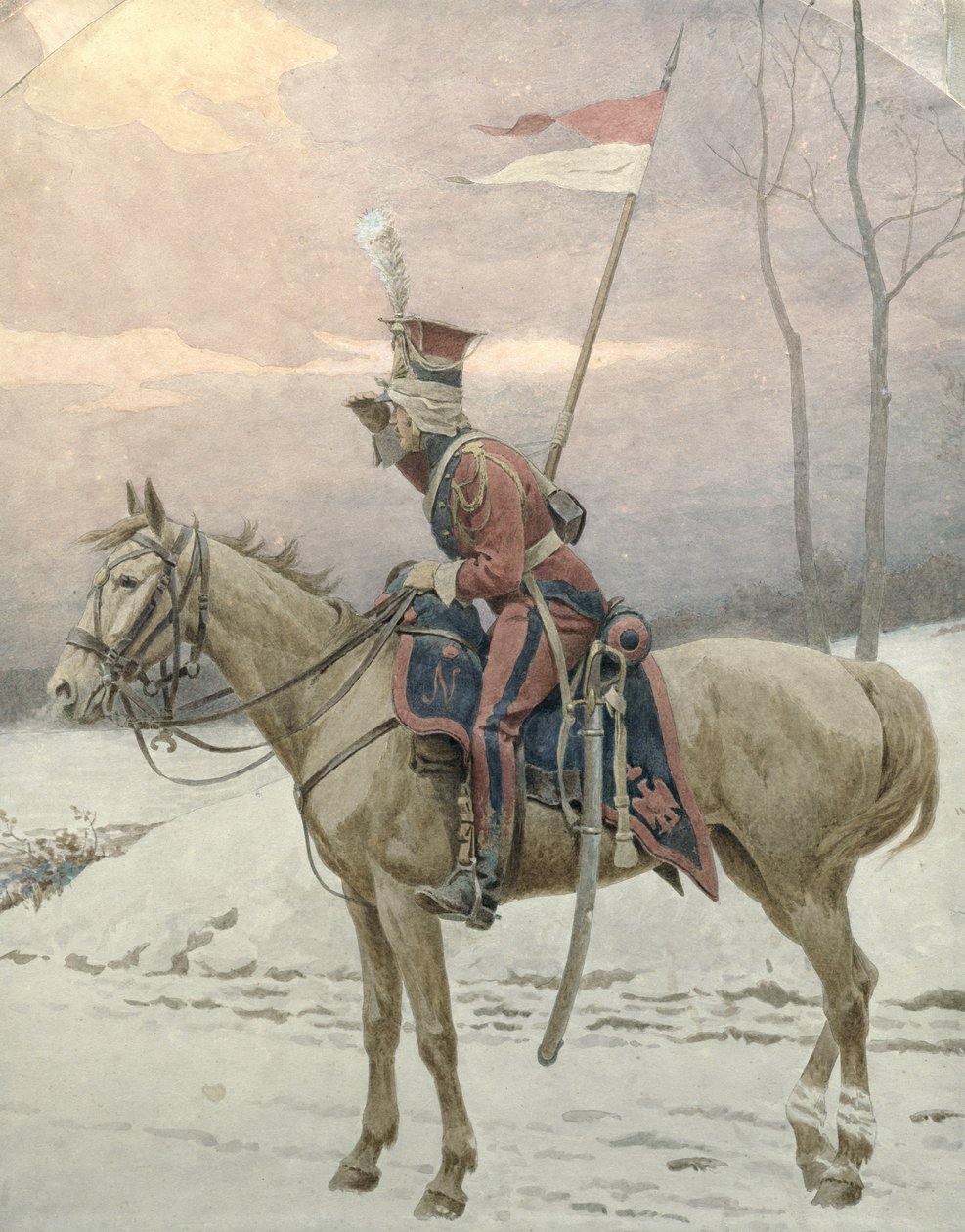 En Lancer af Napoleons polske vagter på vinterpatrulje af Jan van Chelminski