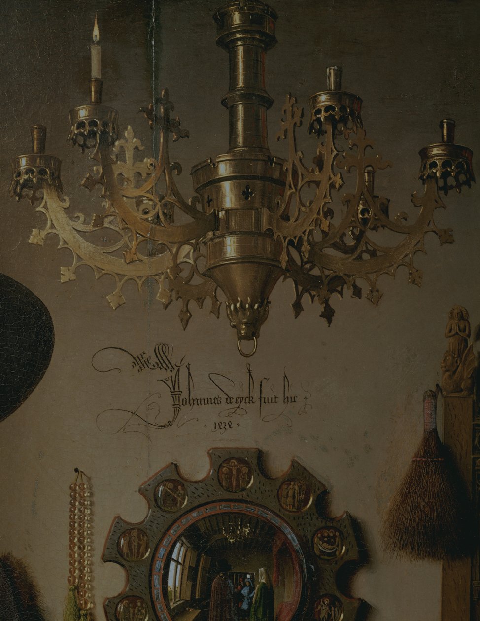 Portrættet af Giovanni? Arnolfini og hans kone Giovanna Cenami? Arnolfini Marriage 1434 olie på panel detalje fra 1765 af Jan van Eyck