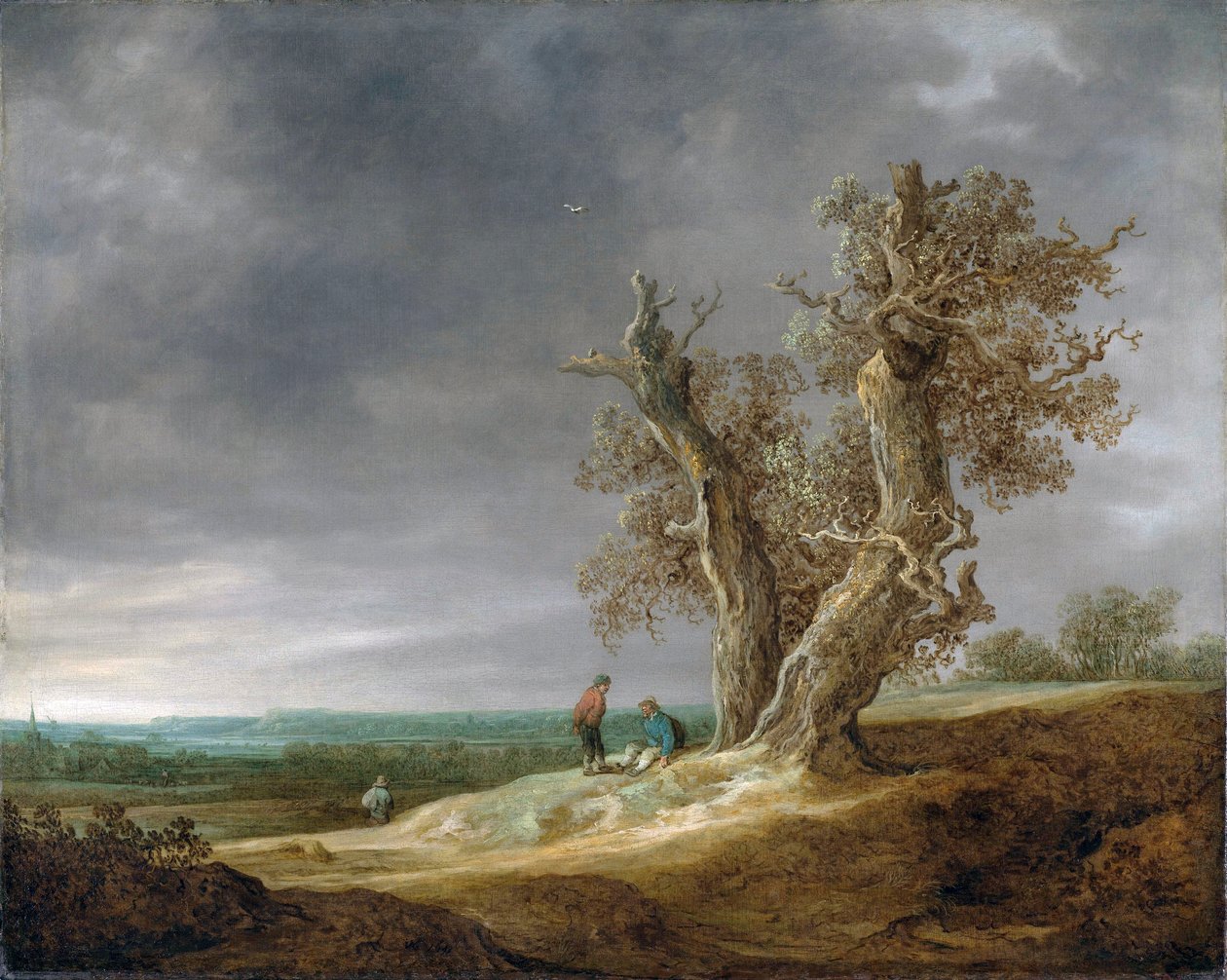 Landskab med to egetræer af Jan Josephsz van Goyen