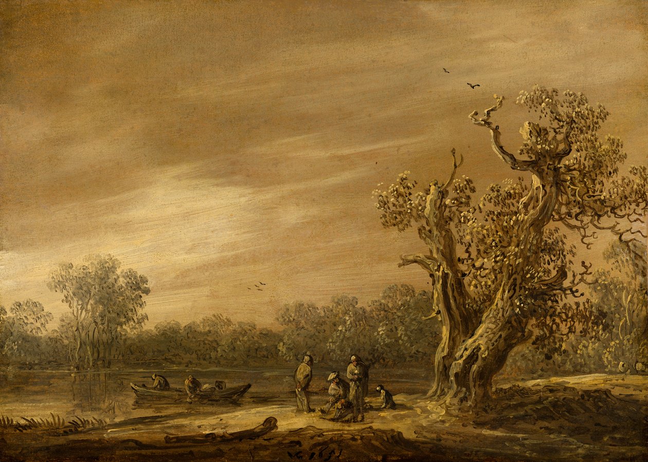 Fiskere på bredden af ​​en sø af Jan Josephsz van Goyen