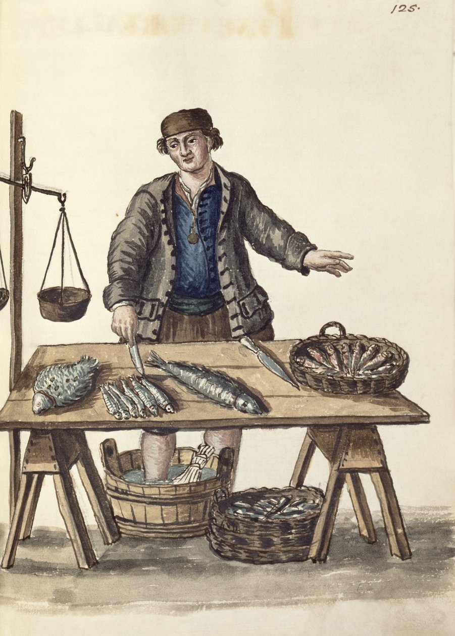 Fiskehandler, venetiansk (manuskript) af Jan van Grevenbroeck
