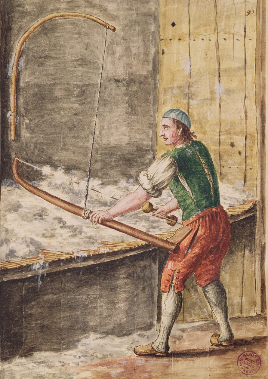 Spinning Cotton (pen og blæk og wc på papir) af Jan van Grevenbroeck