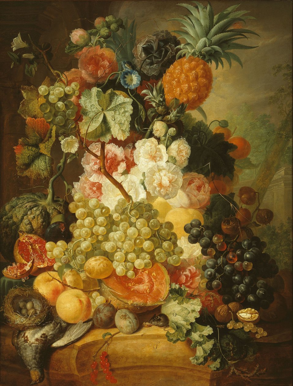 Stilleben med blomster og frugter af Jan van Os
