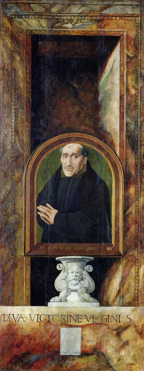 Portræt af Jacques Coëne, abbed af Marchiennes, på bagsiden af triptykken af den hellige Ursula og de elleve tusinde jomfruer, ca. 1539 af Jan van Scorel