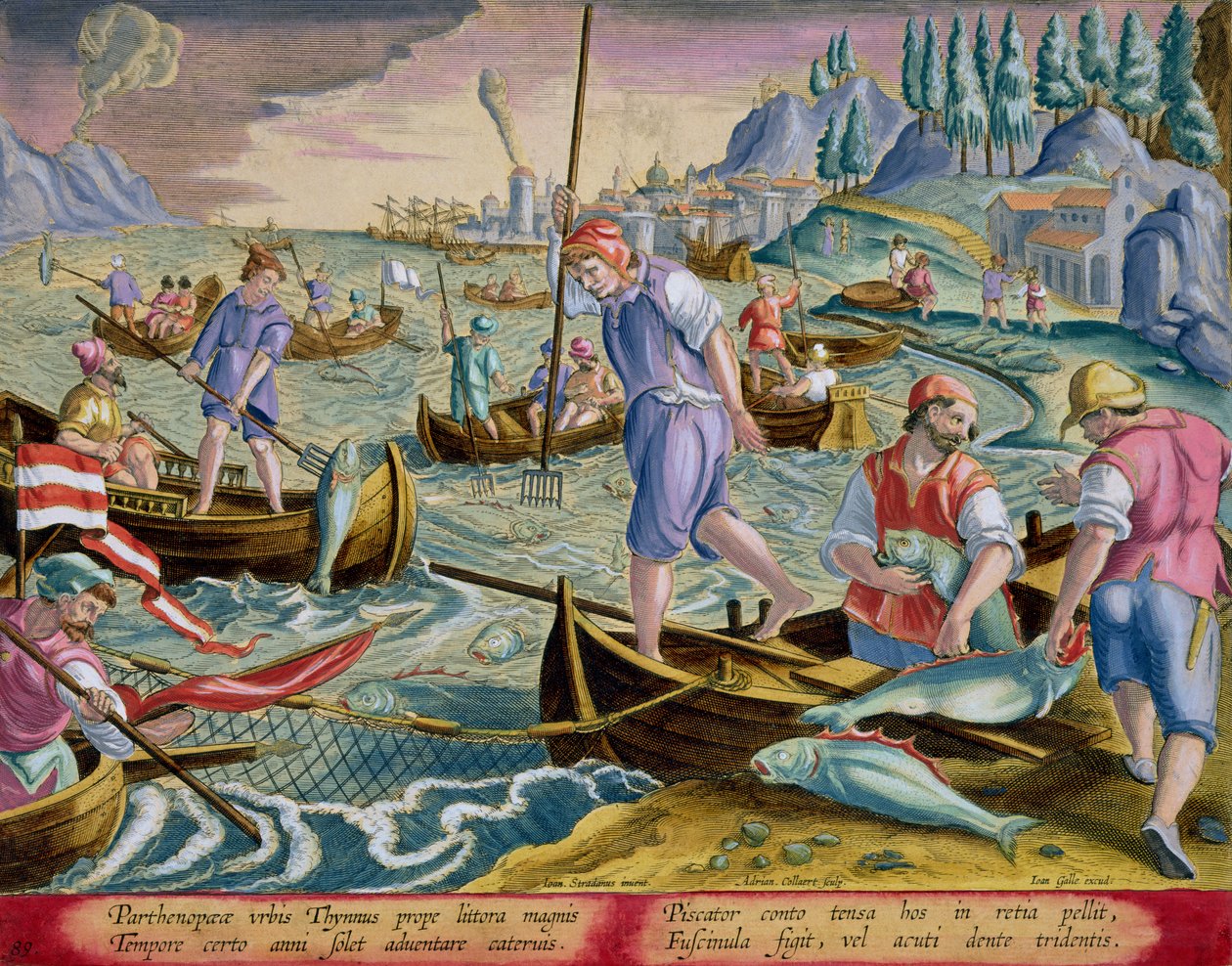 Fiskeri med net og tridenter i Napoli-bugten, plade 89 fra 