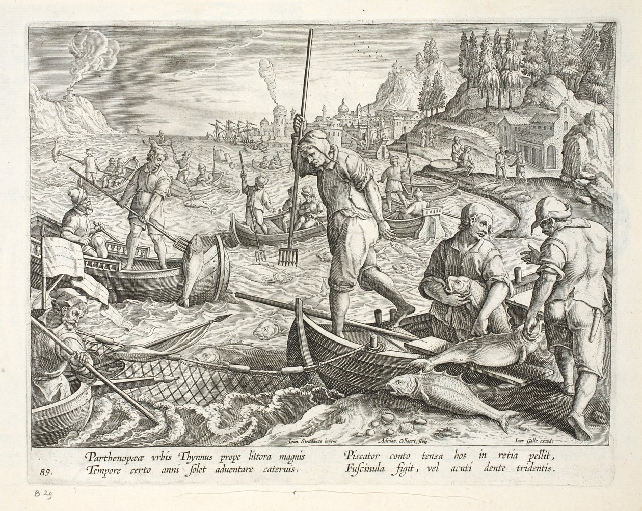 Fiskeri med net og tridenter i Napoli-bugten, plade 89, illustration fra 