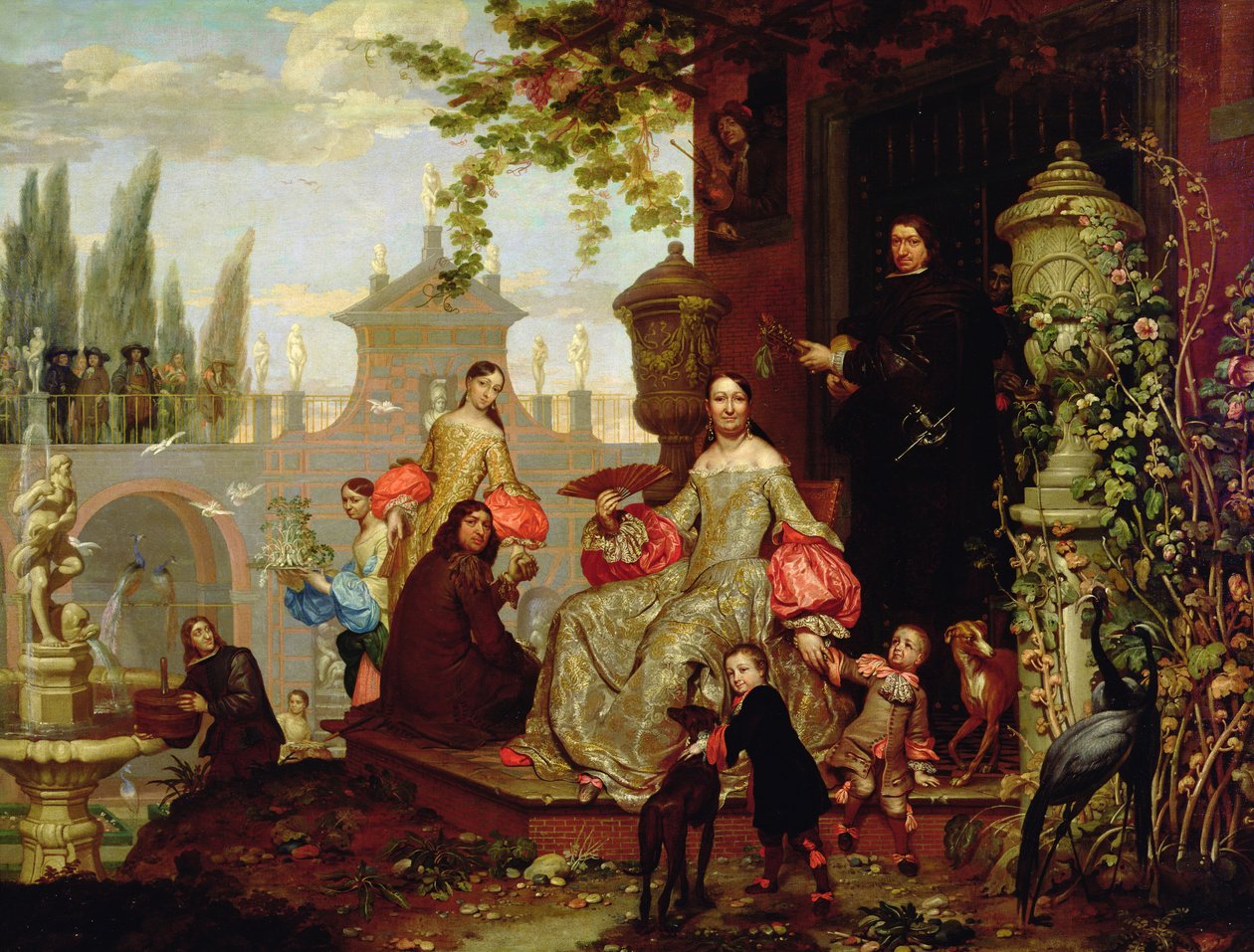 Portræt af en familie i en have, 1680 af Jan van the Younger Kessel