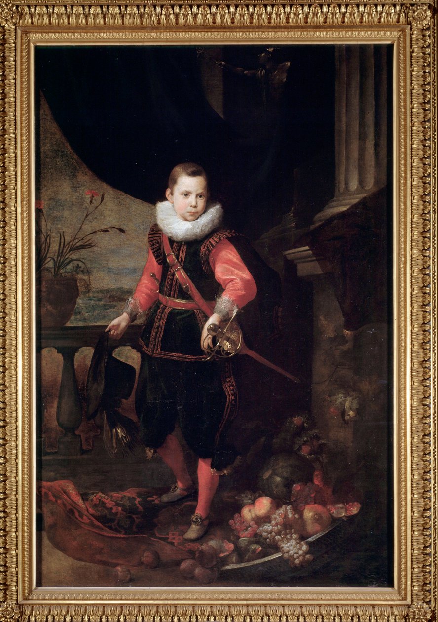 Portræt af en ung mand med sværd (olie på lærred af Jan Roos