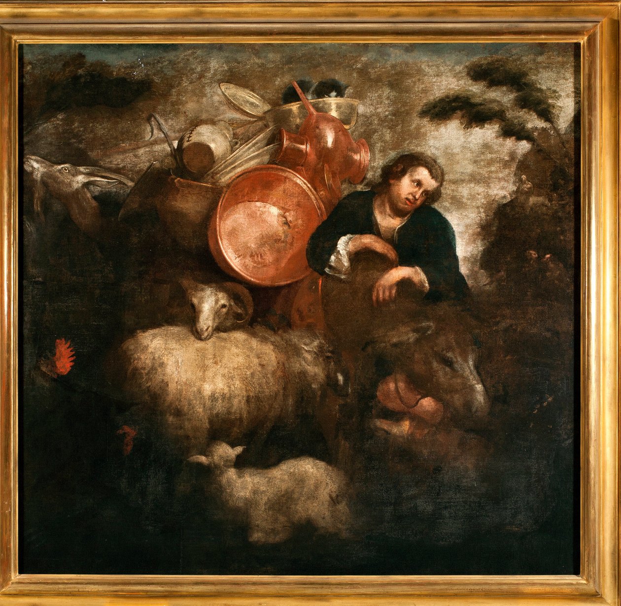 Hyrde med geder og æsel (En hyrde med geder og numse) Maleri af Jan Roos (1591-1638) 1600-tallets gener, Musei di Strada Nuova af Jan Roos