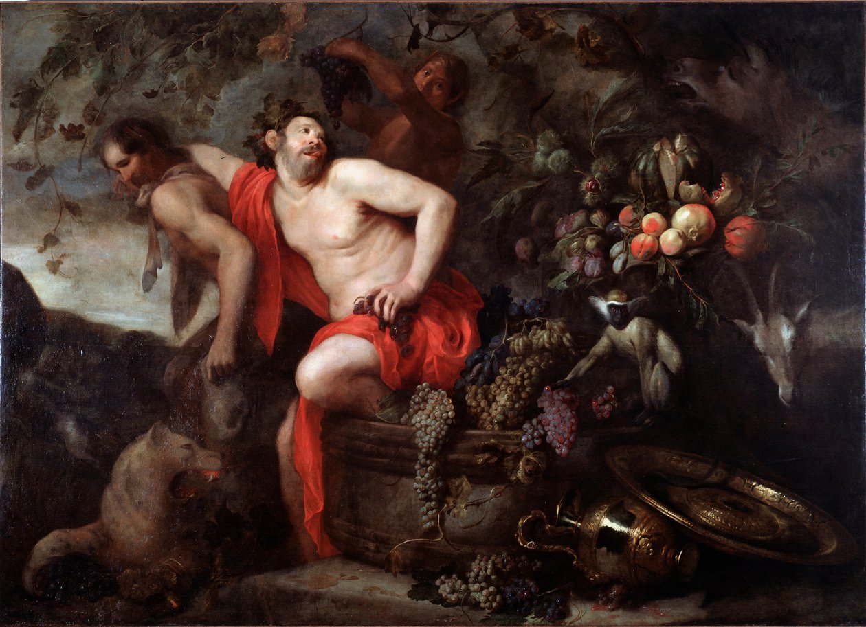 The Harvest of Silene (Harvest of Silenus) Maleri af Jan Roos (1591-1638) Dim 175x250 cm Genes, Musei di Strada Nuova (ex Palazzo Bianco) af Jan Roos