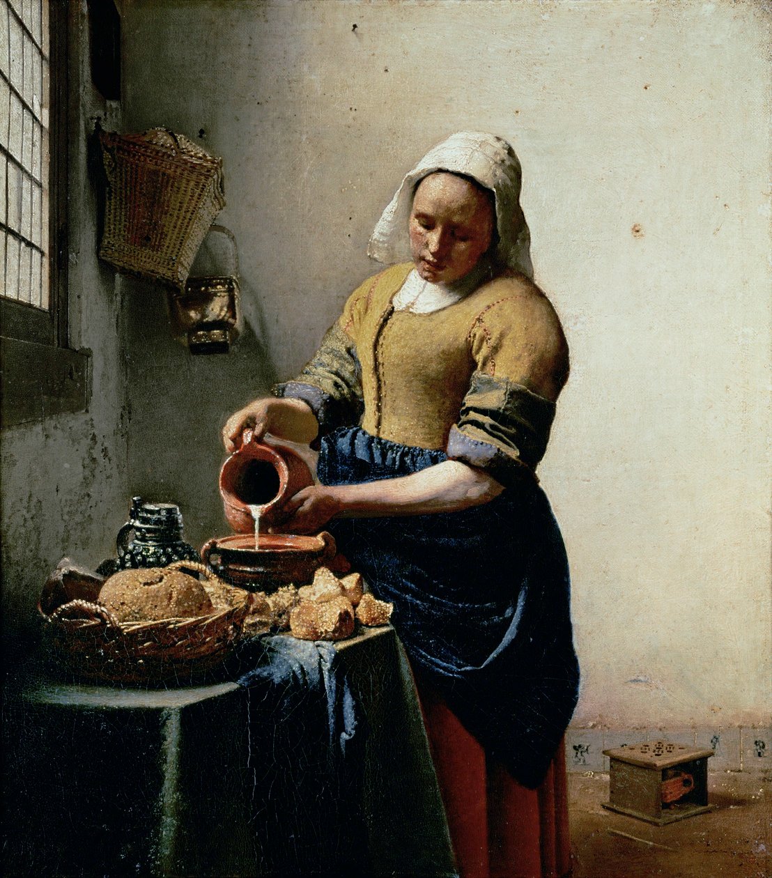 Mælkepigen ... (maleri på lærred) af Jan (1632 75) Vermeer