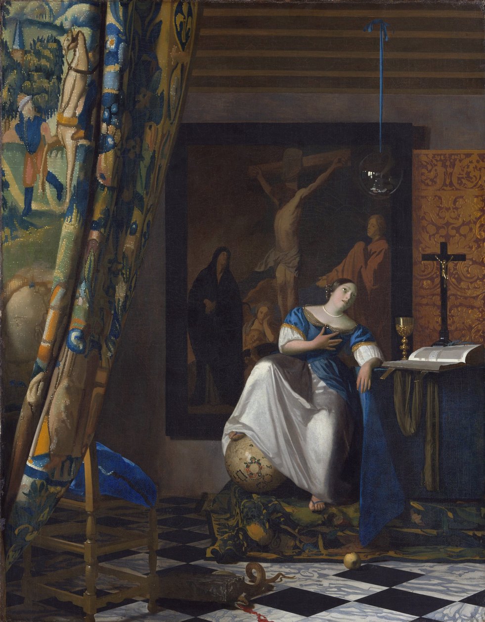 Allegory of Faith - Maleri af Johannes Vermeer (Vermeer de Delft) (1632-1675), olie på lærred af Johannes Vermeer