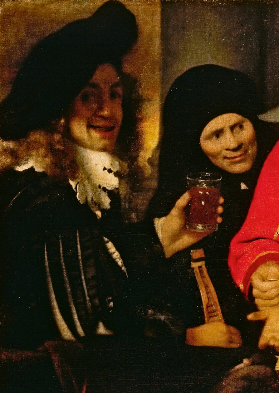 Musiker og Procuress, detalje fra The Procuress af Jan Vermeer van Delft