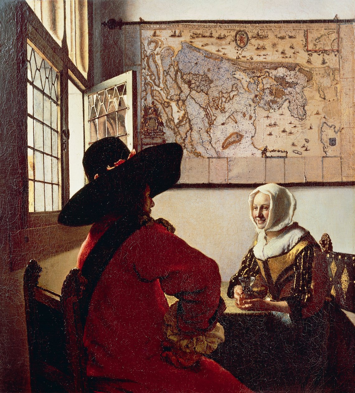 Soldat og grinende pige af Johannes Vermeer
