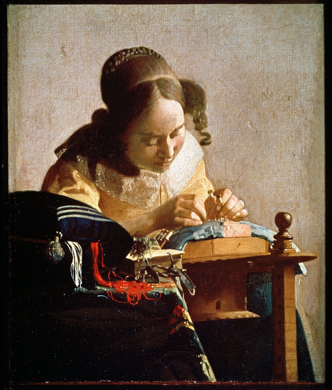 Kniplingsmageren, ca. 1658-1660 (olie på lærred) af Jan (1632 75) Vermeer