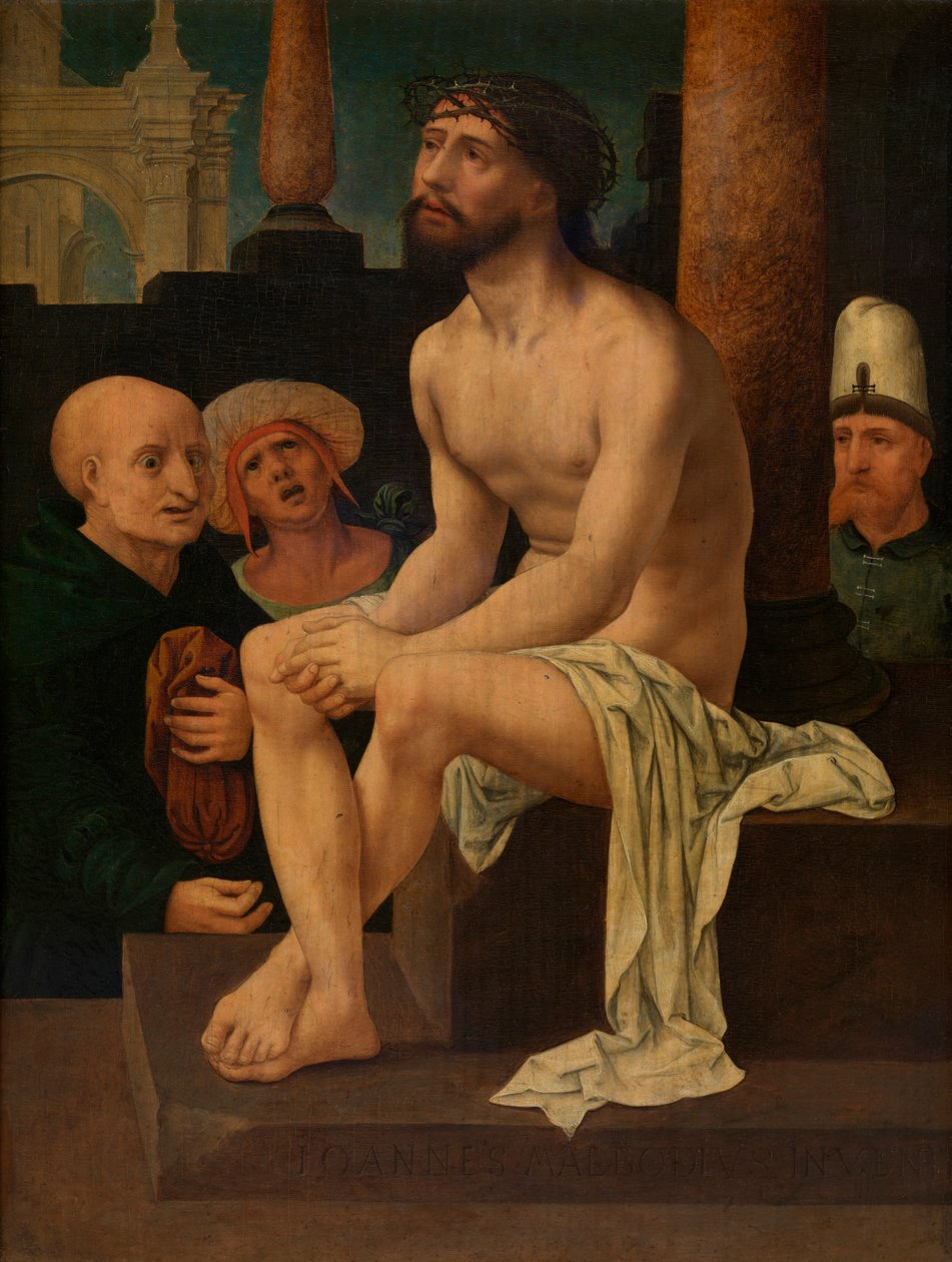Kristus sidder på den kolde sten (olie på panel) af Jan (c.1472 c.1533) Gossaert