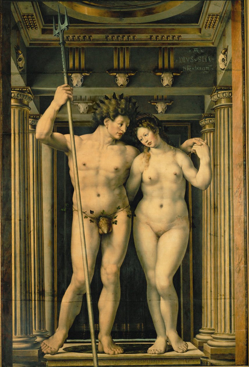 Neptun og Amphitrite (olie på lærred) af Jan (c.1472-c.1533) Gossaert
