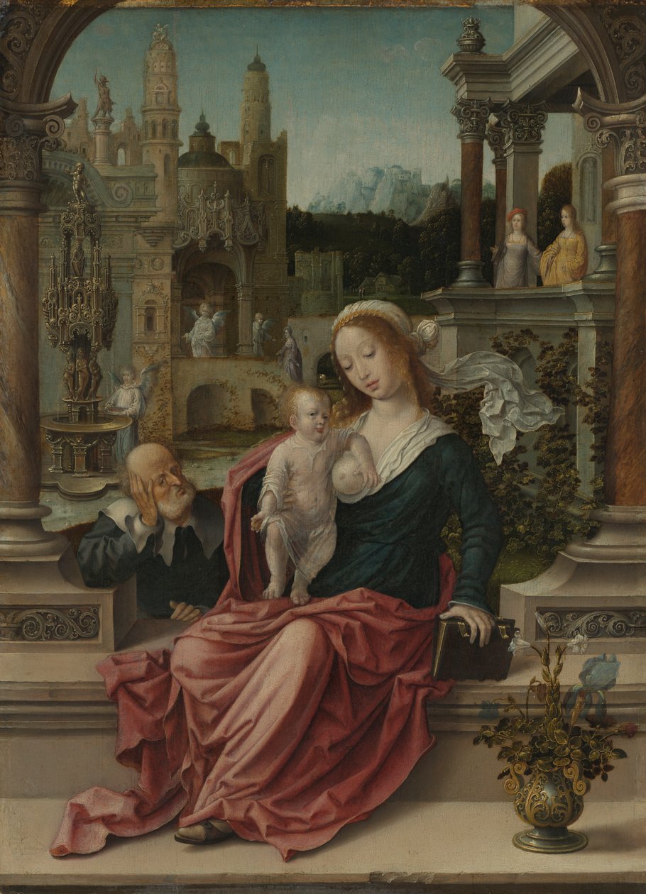 Den hellige familie, ca. 1507-8 (olie på panel) af Jan (c.1472 c.1533) Gossaert