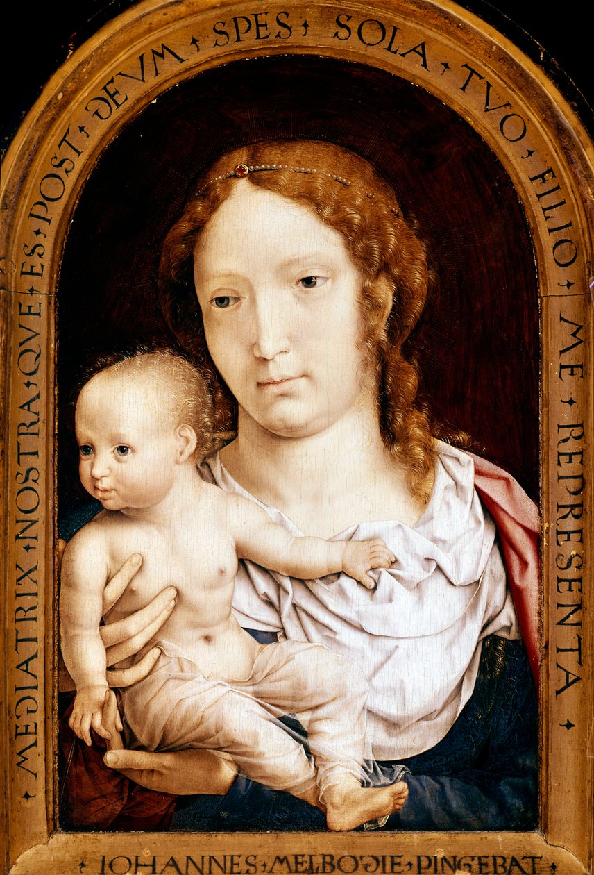 Jomfru med barn. Carondelet diptykon (olie på panel af Jan (c.1472 c.1533) Gossaert