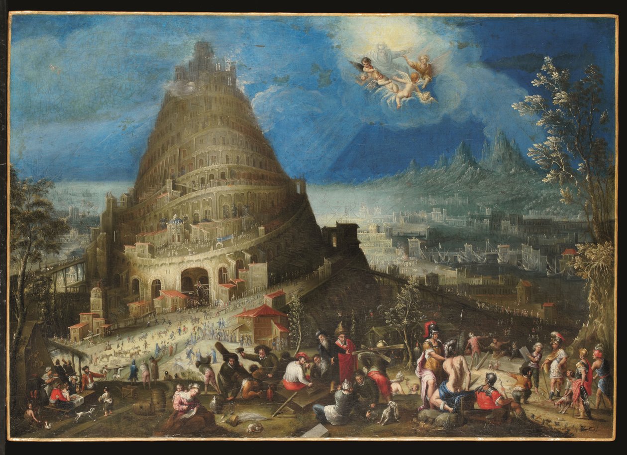 Babelstårnet, ca. 1650 (olie på lærred) af Jan (follower of) Brueghel